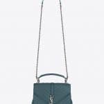 Saint Laurent Green Matelasse Medium College Bag