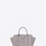 Saint Laurent Mouse Gray Leather:Crocodile Embossed Baby Downtown Cabas Bag