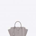 Saint Laurent Mouse Gray Leather:Crocodile Embossed Baby Downtown Cabas Bag