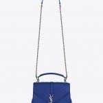 Saint Laurent Royal Blue Matelasse Medium College Bag