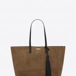 Saint Laurent Taupe Suede with Leather Tassel Large Shopping Bag