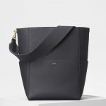 Celine Liquorice Soft Grained Calfskin Seau Sangle Bag