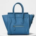 Celine Teal Blue Baby Drummed Calfskin Micro Luggage Bag