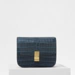 Celine Teal Blue Crocodile Medium Classic Box Bag