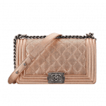 Chanel Rose Gold Perforated Boy Bag