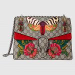 Gucci Beige/Ebony Moth Embroidered GG Supreme Dionysus Medium Shoulder Bag