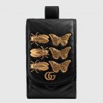 Gucci Black Animal Studs GG Marmont Belt Pouch Bag