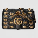 Gucci Black Animal Studs GG Marmont Medium Shoulder Bag