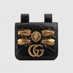 Gucci Black Animal Studs GG Marmont Mini Belt Pouch Bag