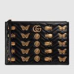 Gucci Black Animal Studs GG Marmont Pouch Bag