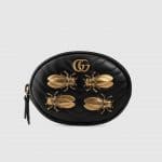 Gucci Black Animal Studs GG Marmont Wrist Pouch Bag