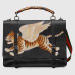 Gucci Black Tiger Print Briefcase Bag