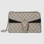 Gucci Beige/Ebony GG Supreme with Crystals Dionysus Small Shoulder Bag