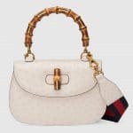 Gucci Ivory Ostrich Bamboo Top Handle Bag