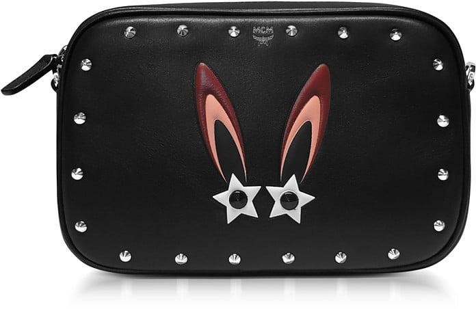 MCM Black Star Bunny Motif Mini Crossbody Bag w/ Zip
