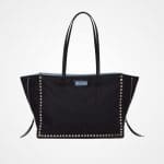 Prada Black Studded Fabric Etiquette Tote Bag