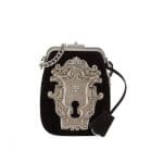 Prada Black Velvet Lock Coin Pouch Bag