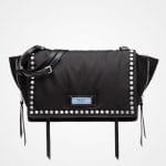 Prada Black/Astral Blue Studded Fabric Etiquette Shoulder Bag