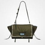 Prada Military Green/Astral Blue Studded Fabric Etiquette Shoulder Bag