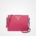Prada Peony Pink Saffiano Light Frame Shoulder Bag
