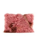 Prada Pink/Brown Shearling Fur Flap Chain Shoulder Bag
