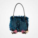 Prada Teal/Black Calf Leather/Fox Fur Corsaire Bag