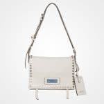 Prada White/Astral Blue Studded Leather Etiquette Bag