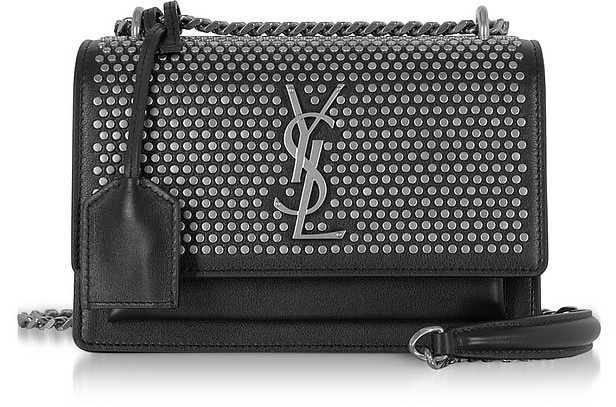 Saint Laurent Small Sunset Monogram Shoulder Bag w: Flat Studs