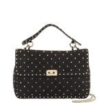 Valentino Black Suede Rockstud Spike Large Top Handle Bag