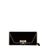 Valentino Black Whipstitch Demilune Clutch Bag