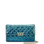 Valentino Blue Metallic Rockstud Spike Shoulder Bag