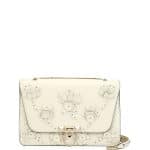 Valentino Ivory Floral Embellished Demilune Shoulder Bag