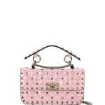 Valentino Pink Metallic Rockstud Spike Small Top Handle Bag