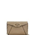 Valentino Platinum Metallic V Rivet Chain Clutch Bag