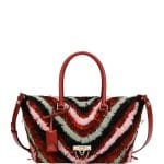 Valentino Red Feather Demilune Medium Double Handle Bag