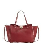 Valentino Red Rockstud Medium Tote Bag