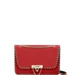 Valentino Red Whipstitch Demilune Small Shoulder Bag