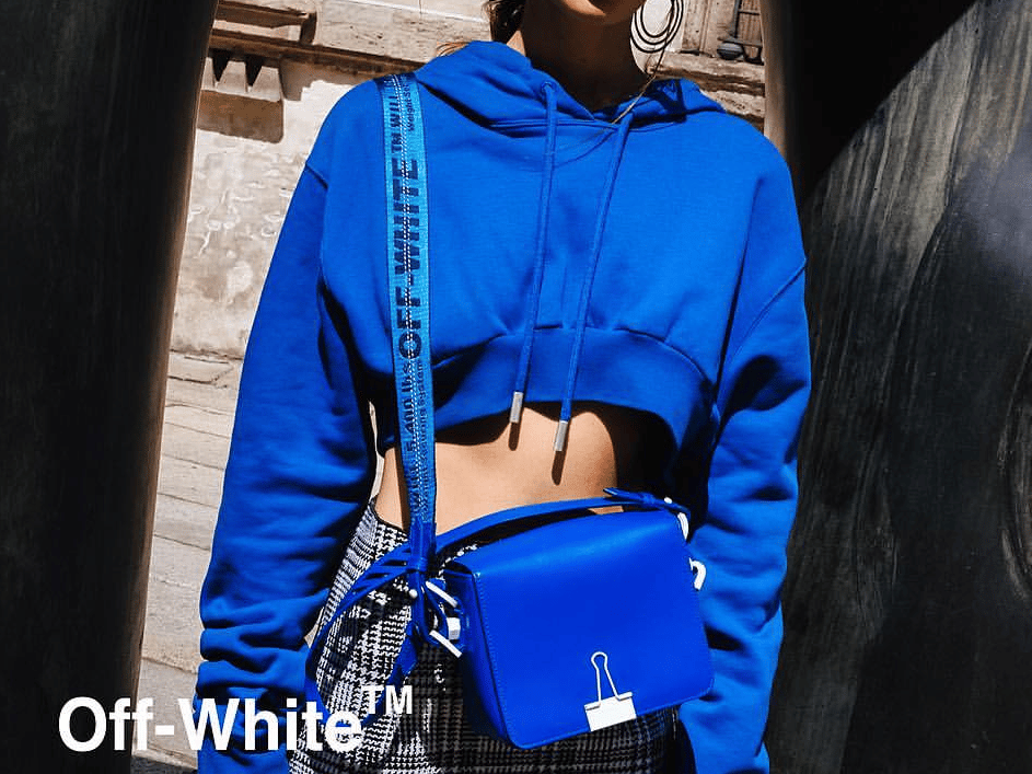 Off-White Blue Binder Clip Bag