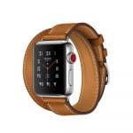 Apple Watch Hermès Stainless Steel Case with Fauve Barenia Leather Double Tour