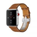 Apple Watch Hermès Stainless Steel Case with Fauve Barenia Leather Single Tour Deployment Buckle
