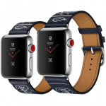 Apple Watch Hermès Stainless Steel Case with Marine Gala Leather Single Tour Eperon d’Or