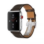 Apple Watch Hermès Stainless Steel Case with Ébène Barenia Leather Single Tour Deployment Buckle