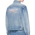 Balenciaga Bleu Navy Balenciaga 2017 Logo Denim Embroidered Jacket