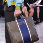 Bottega Veneta Gray/Blue Striped Ostrich Tote Bag - Spring 2018