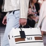 Bottega Veneta White/Brown Striped Top Handle Bag - Spring 2018