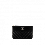 Chanel Black Chevron CC Mini Pouch Bag