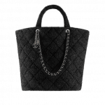 Chanel Black Knit Pluto Glitter Large Shopping Tote Bag