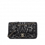 Chanel Black Tweed Cosmos Pearls Small Flap Bag