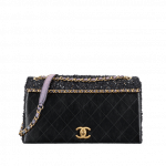 Chanel Black/Purple Calfskin/Tweed Medium Flap Bag