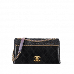 Chanel Black/Purple Calfskin/Tweed Small Flap Bag